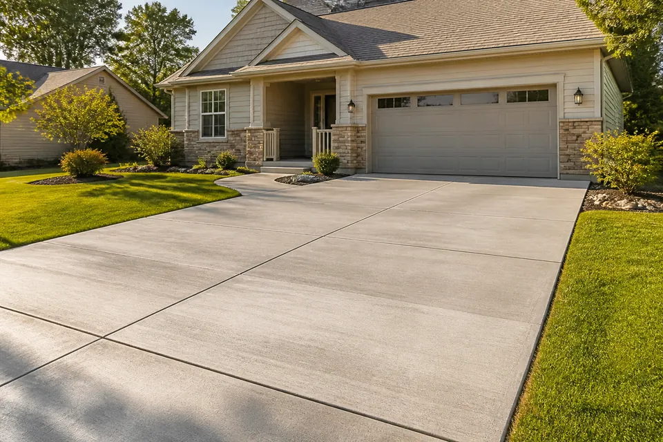 New concrete driveway at a residential home