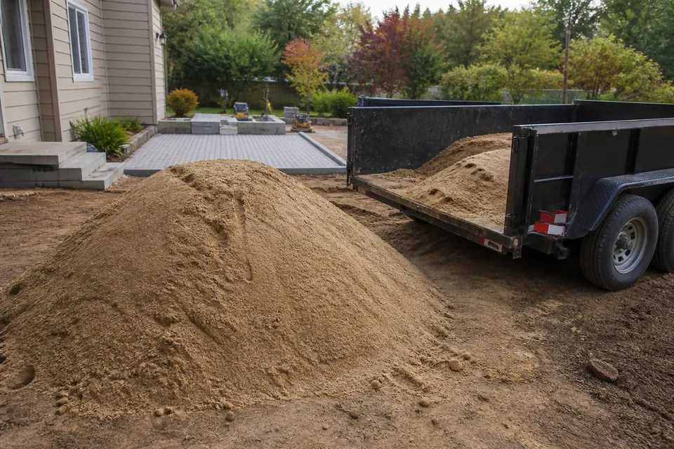 Bulk sand delivered for a residential paver project