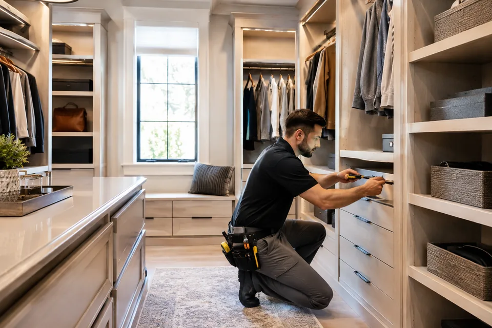 Custom residential cabinetry and storage installation