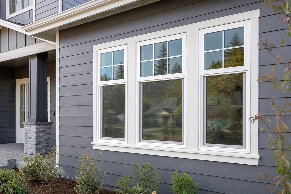 New energy-efficient replacement windows on a residential home
